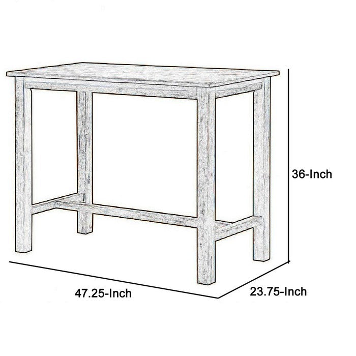 Rectangular Wooden Frame Pub Table with Trestle Base, Oak Brown