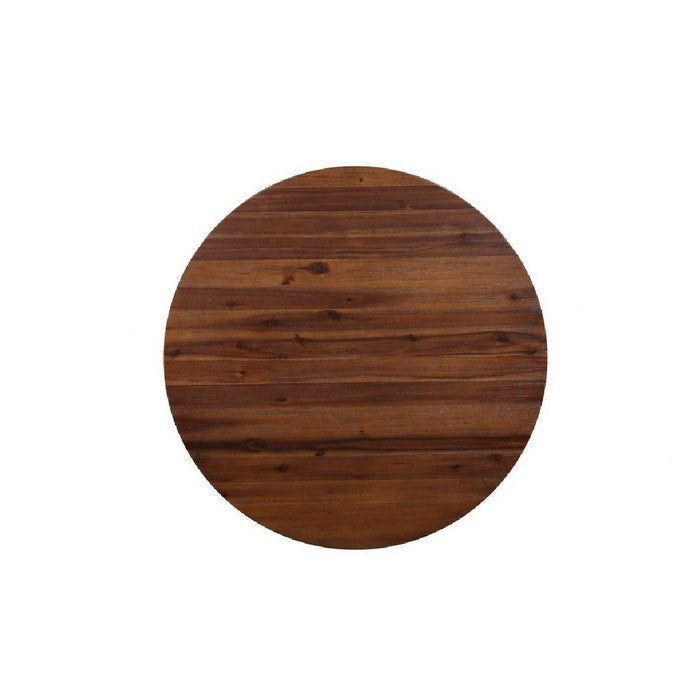 Round Wooden Adjustable Table with Boomerang Legs, Brown
