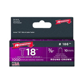 Arrow Fastener 186 3/8" T18 Staples 1,000 Count