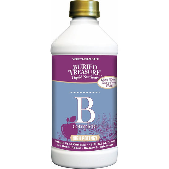 Buried Treasure B Complete High Potency B Complex Adrenal Support Liquid Supplement 30ml Contains 400 mcg Folate 16 oz