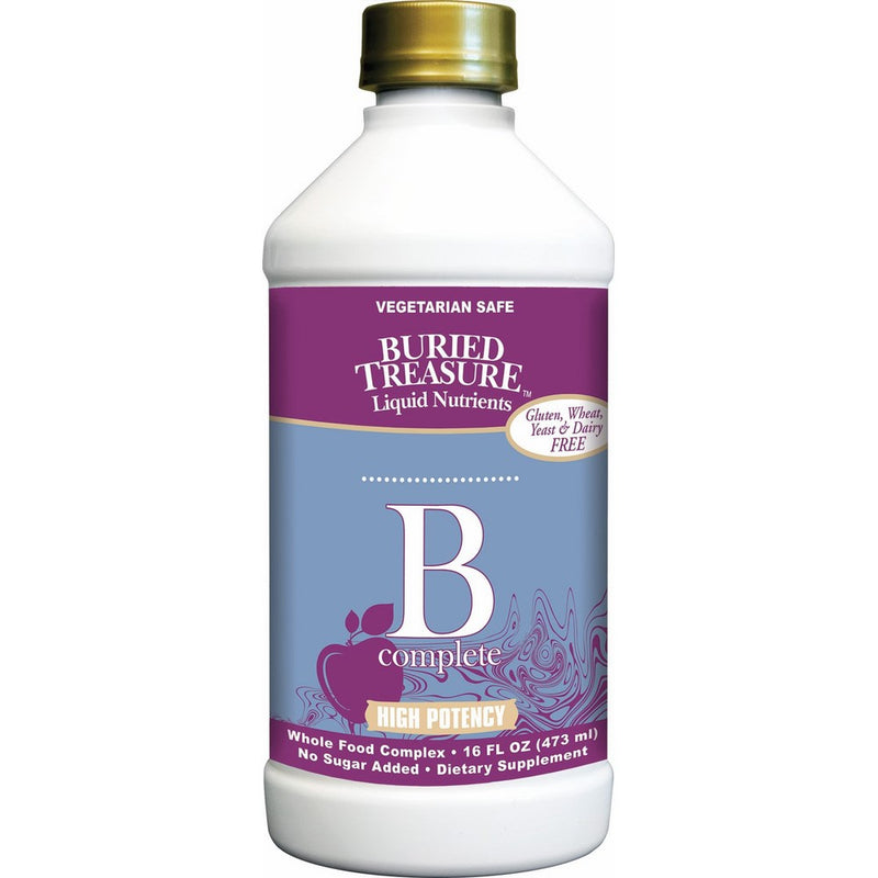 Buried Treasure B Complete High Potency B Complex Adrenal Support Liquid Supplement 30ml Contains 400 mcg Folate 16 oz