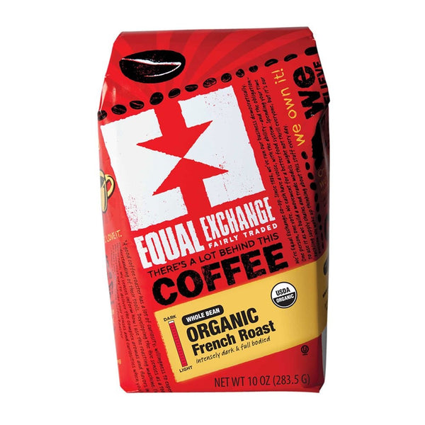 Equal Exchange Organic Coffee | French Roast | Chocolaty Richness with a Subtle Smoky Flavor | Whole Bean | 10 Ounce Bags | Pack of 3