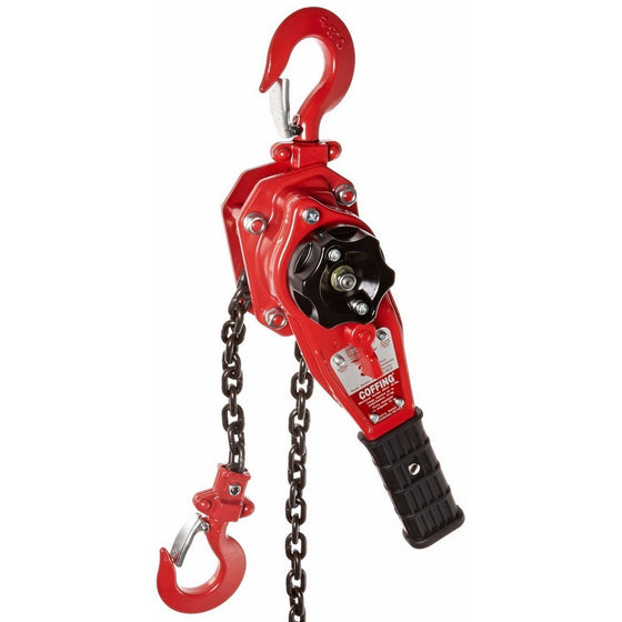 Coffing LSB-1500B-10 Steel LSB-B Model Ratchet Lever Hoist with Hook, 10' Lifting Height, 3/4 Ton Load Capacity