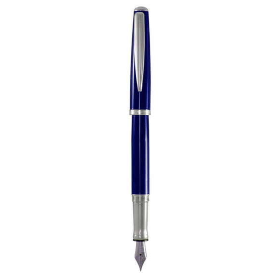 Marquis Claria Fountain Pen with Medium Nib, Blue Lacquer and Chrome Accents (WM/750/BLU)