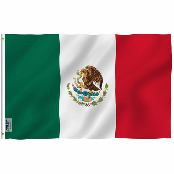 Anley Fly Breeze 3x5 Foot Mexico Flag - Vivid Color and UV Fade Resistant - Canvas Header and Double Stitched - Mexican MX National Flags Polyester with Brass Grommets 3 X 5 Ft