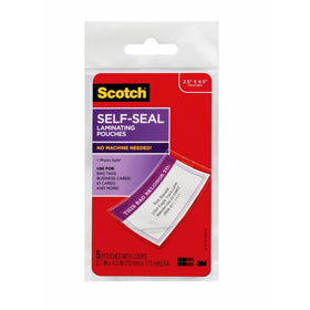 Scotch Self-Sealing Laminating Pouches, Bag Tags with Loops, Glossy, 5 Pouches (LS853-5G)