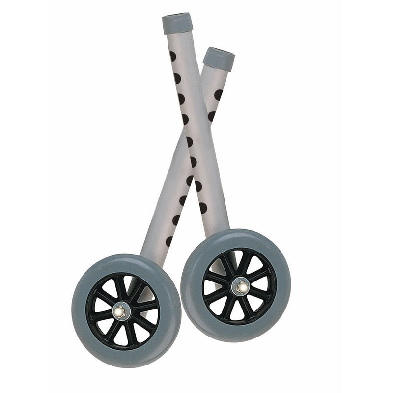 Drive Medical 5" Walker Wheels with Two Sets of Rear Glides for Use with Universal Walker, Gray