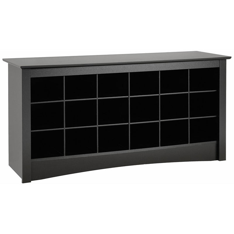 Prepac Black Shoe Storage Cubbie Bench