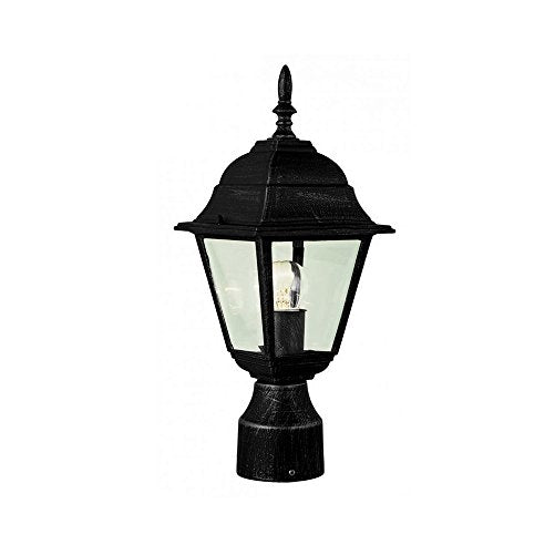 Transglobe Lighting 4414 BK Post Head with Beveled Glass Shade, Black Finished