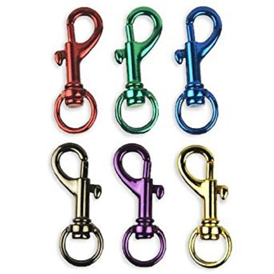 6 Bright Colors Aluminum Spring Snap Hook Set 1-1/2"