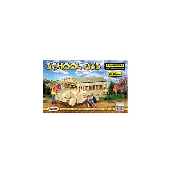 Puzzled, Inc. 3D Natural Wood Puzzle - School Bus