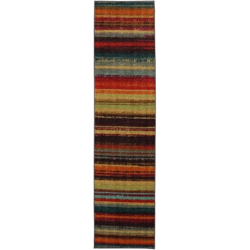 Townhouse Rugs 11672 416 024096 Bright Stripe Print Rug, 2-Feet by 8-Feet, Multi