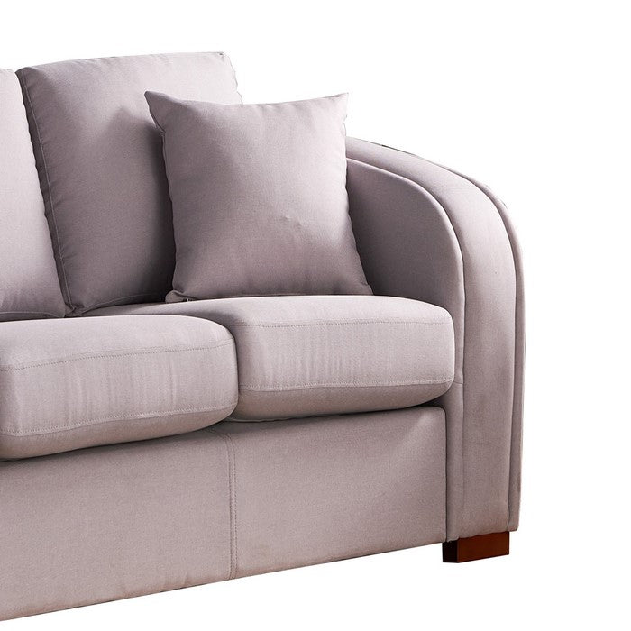 Fabric Upholstered Sofa with Sloped Armrests and USB Docks, Light Gray