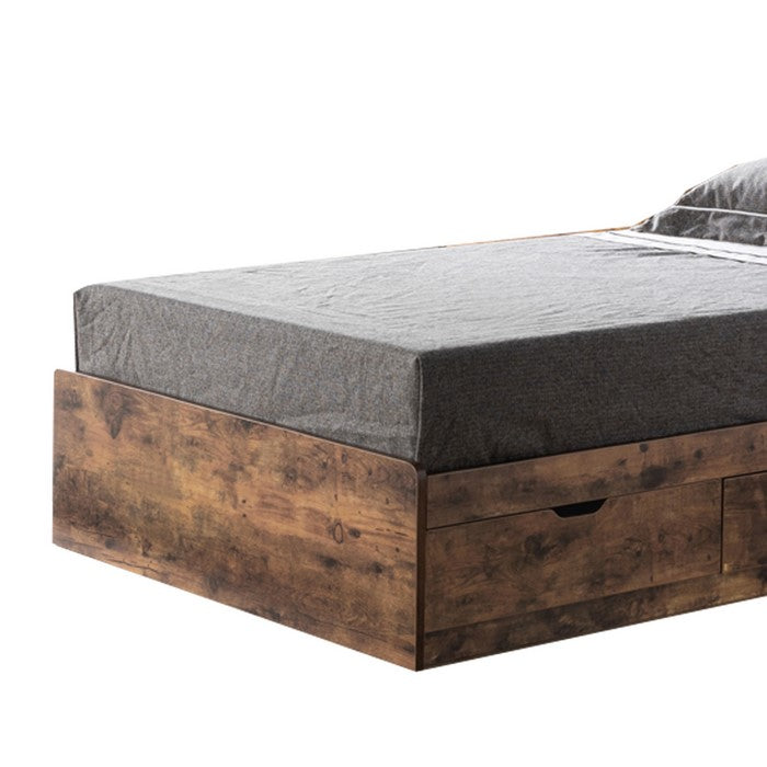 Wooden Frame 3 Drawers Twin Size Chest Bed, Distressed Brown