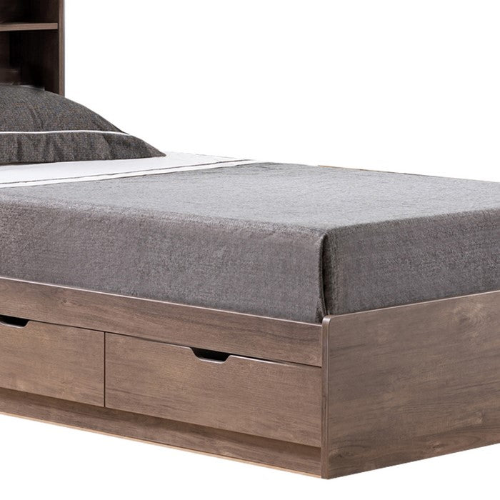 Wooden Frame 3 Drawers Twin Size Chest Bed, Hazelnut Brown