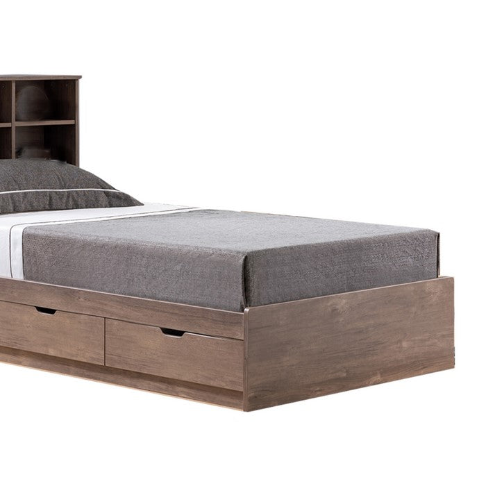 Wooden Frame 3 Drawers Twin Size Chest Bed, Walnut Brown