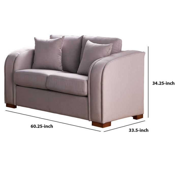 Fabric Upholstered Loveseat with Sloped Armrests and USB Docks, Light Gray