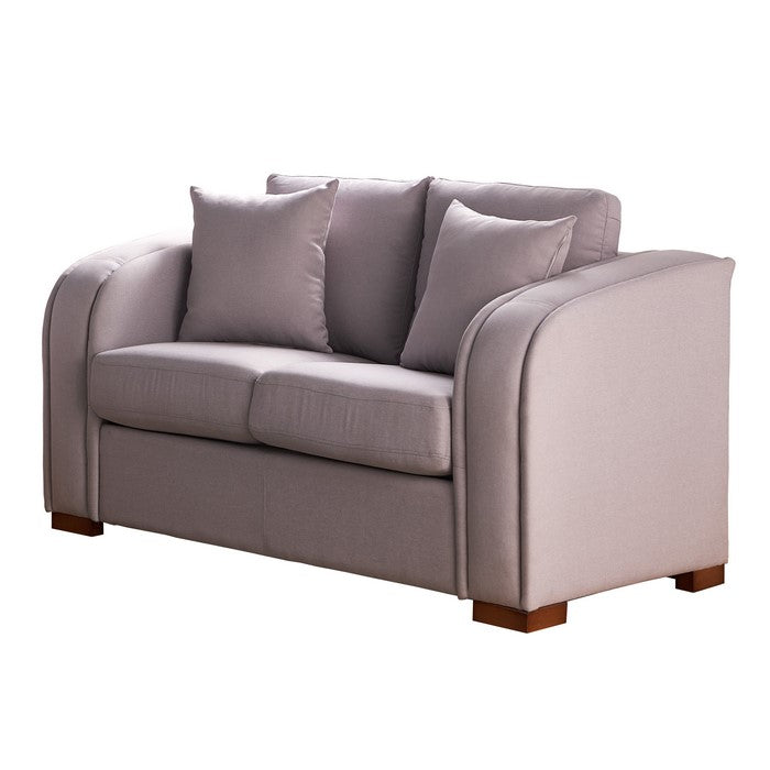 Fabric Upholstered Loveseat with Sloped Armrests and USB Docks, Light Gray