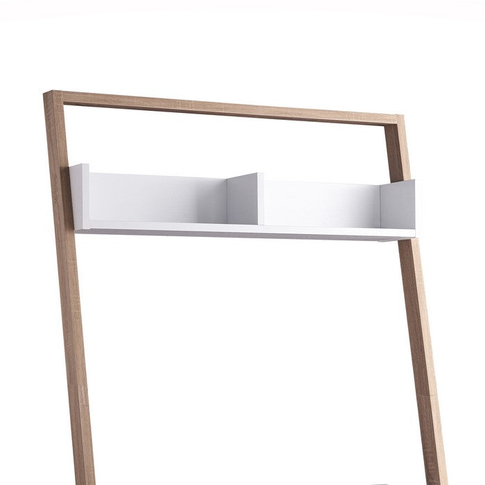 2 Tier Transitional Wooden TV Stand with Display Unit, White and Brown