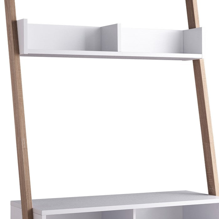 2 Tier Transitional Wooden TV Stand with Display Unit, White and Brown