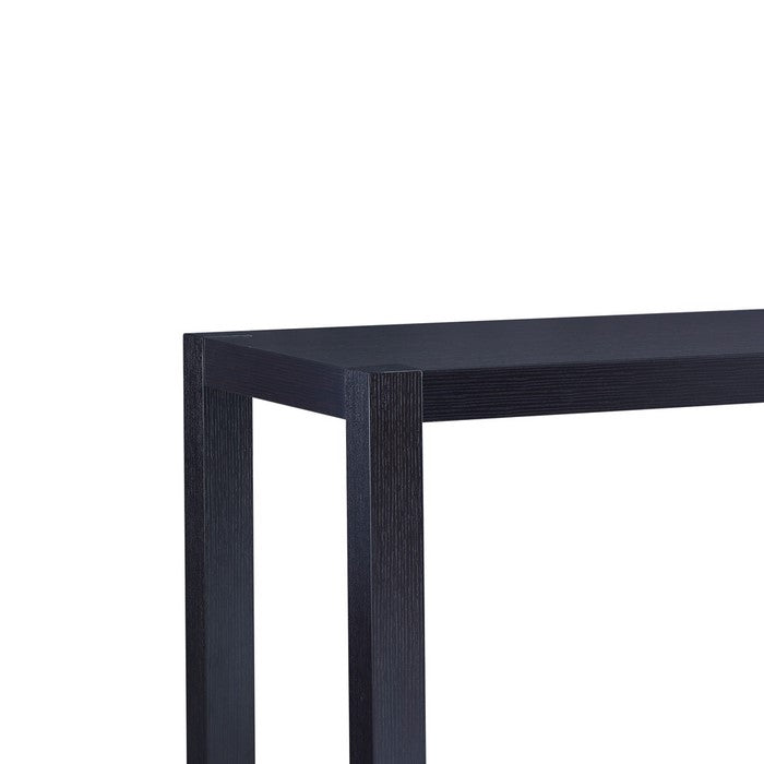 Rectangular Wooden Dining Table with Grains and Straight Legs, Dark Brown
