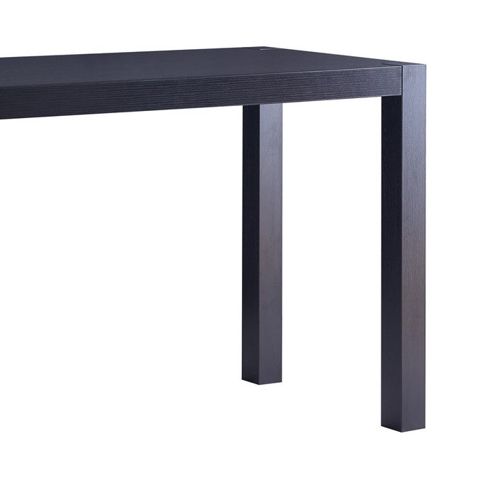 Rectangular Wooden Dining Table with Grains and Straight Legs, Dark Brown