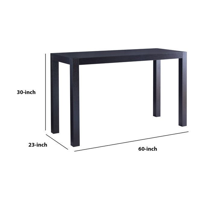 Rectangular Wooden Dining Table with Grains and Straight Legs, Dark Brown