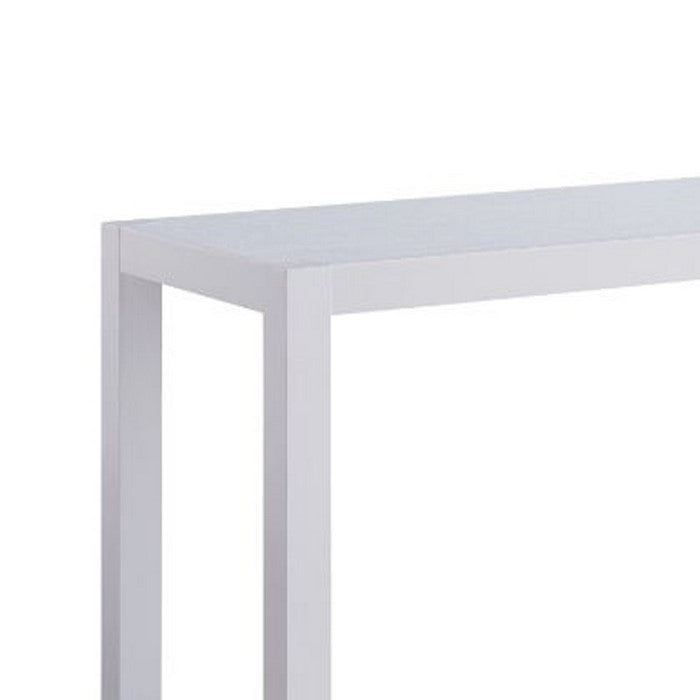 Rectangular Wooden Dining Table with Grains and Straight Legs, White