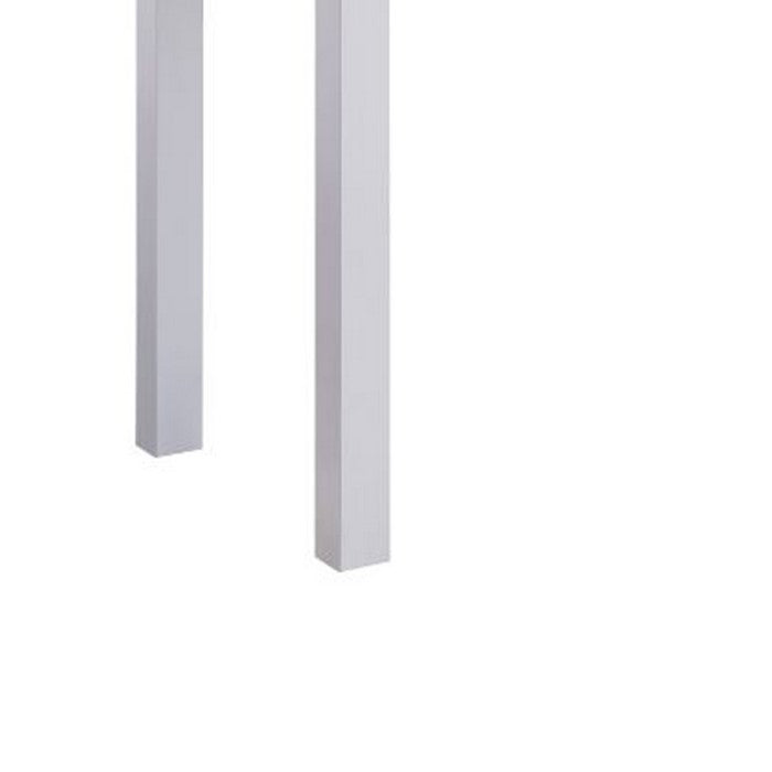 Rectangular Wooden Dining Table with Grains and Straight Legs, White