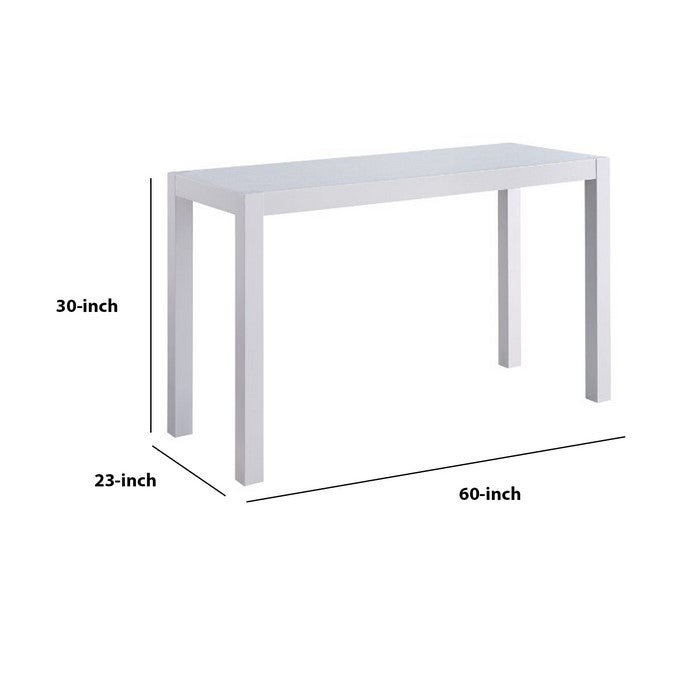 Rectangular Wooden Dining Table with Grains and Straight Legs, White