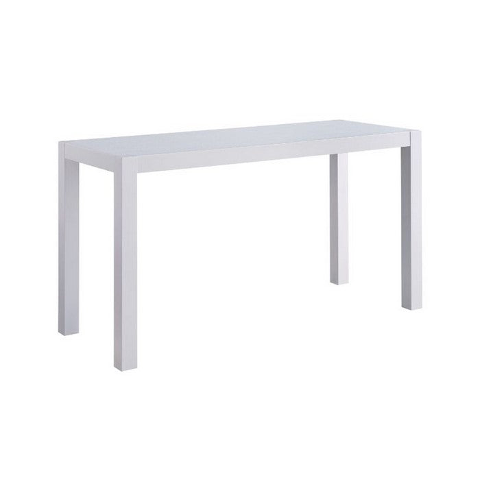 Rectangular Wooden Dining Table with Grains and Straight Legs, White
