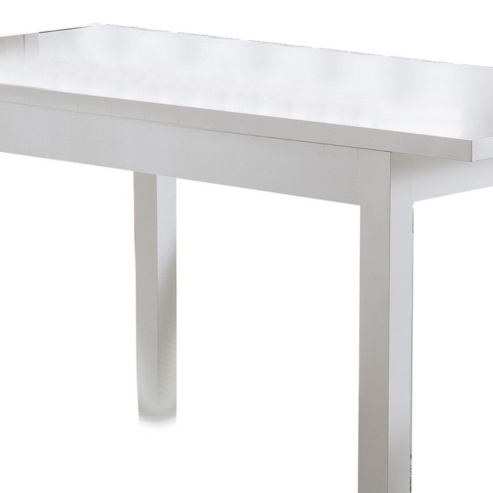 Rectangular Wooden Frame Dining Table with Straight Legs, Glossy White