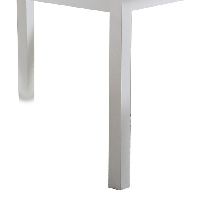 Rectangular Wooden Frame Dining Table with Straight Legs, Glossy White