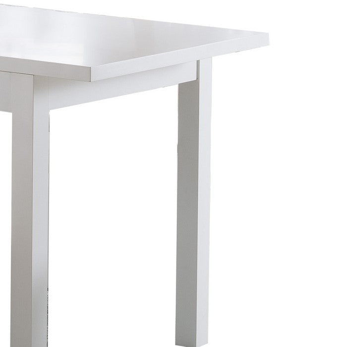 Rectangular Wooden Frame Dining Table with Straight Legs, Glossy White