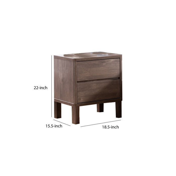 2 Drawers Wooden Frame Nightstand with Grain Details, Hazelnut Brown