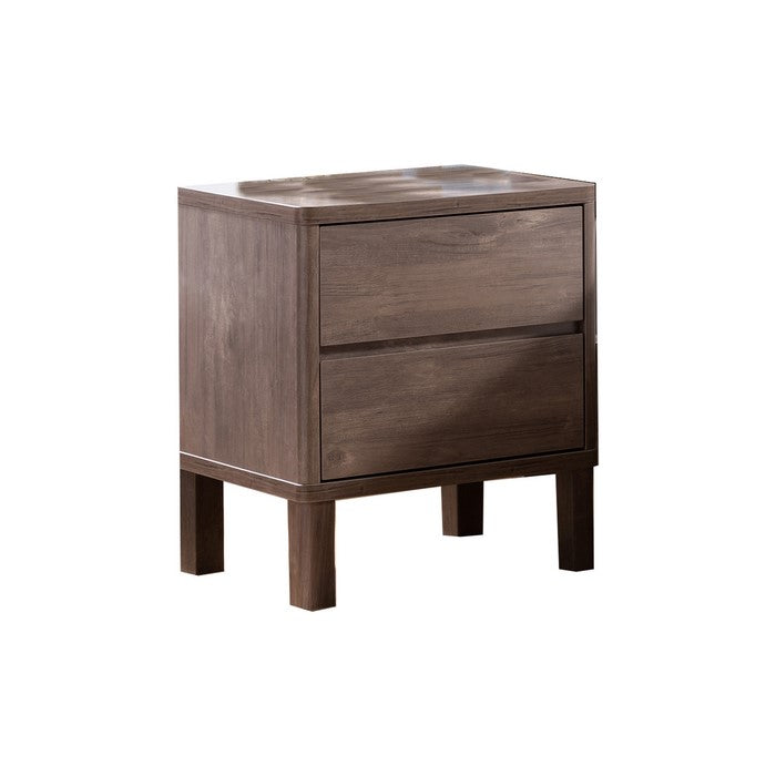 2 Drawers Wooden Frame Nightstand with Grain Details, Hazelnut Brown