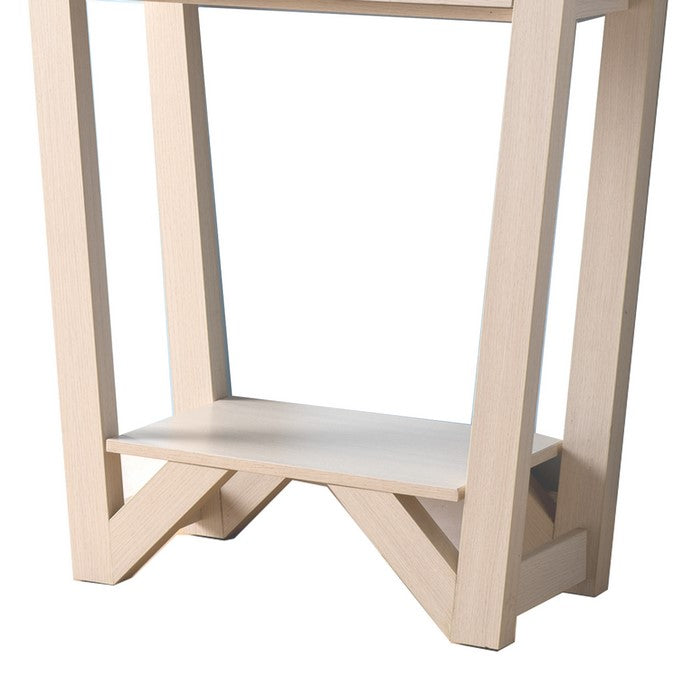 Wooden Console Table with 1 Drawer and Slanted Legs, Brown and Off White