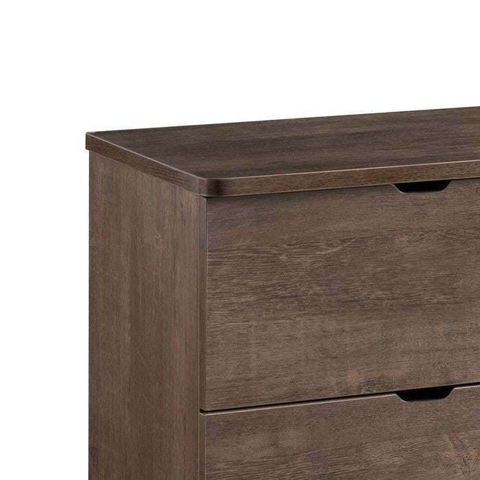 2 Drawers Wooden Frame Nightstand with Straight Legs, Hazelnut Brown