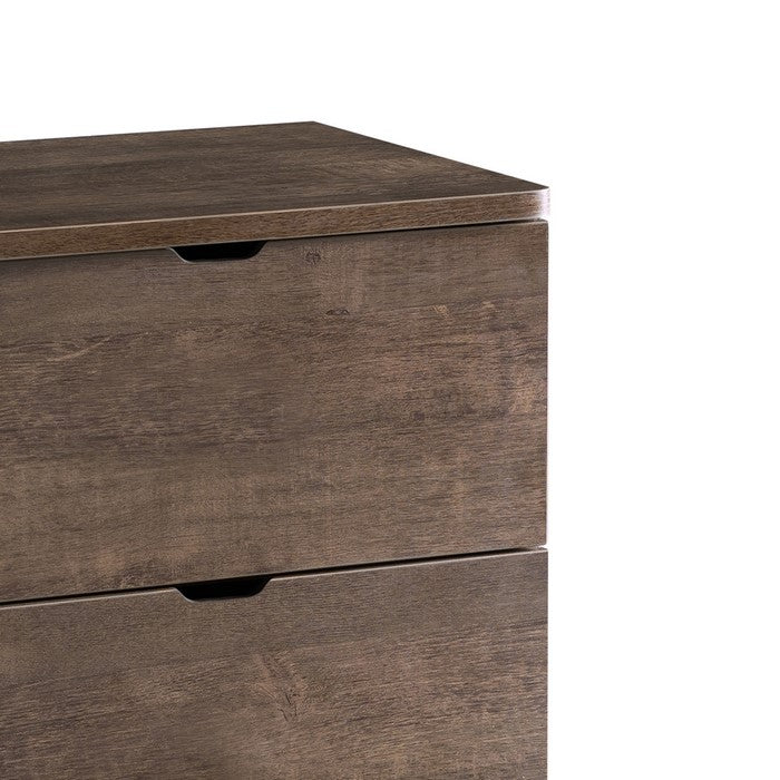 2 Drawers Wooden Frame Nightstand with Straight Legs, Hazelnut Brown