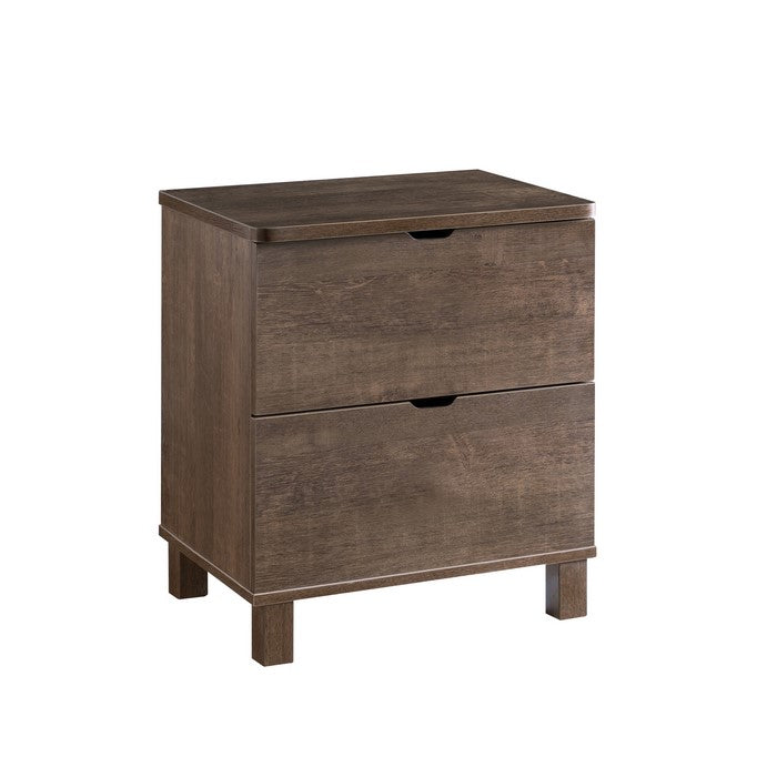 2 Drawers Wooden Frame Nightstand with Straight Legs, Hazelnut Brown