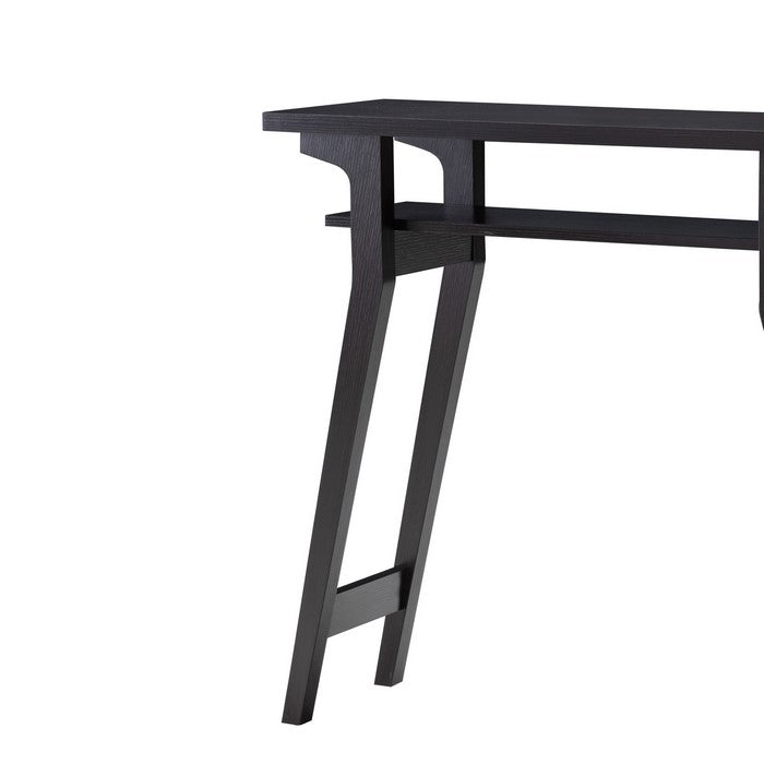 Rectangular Top Wooden Frame Console Table with 1 Open Shelf, Dark Brown