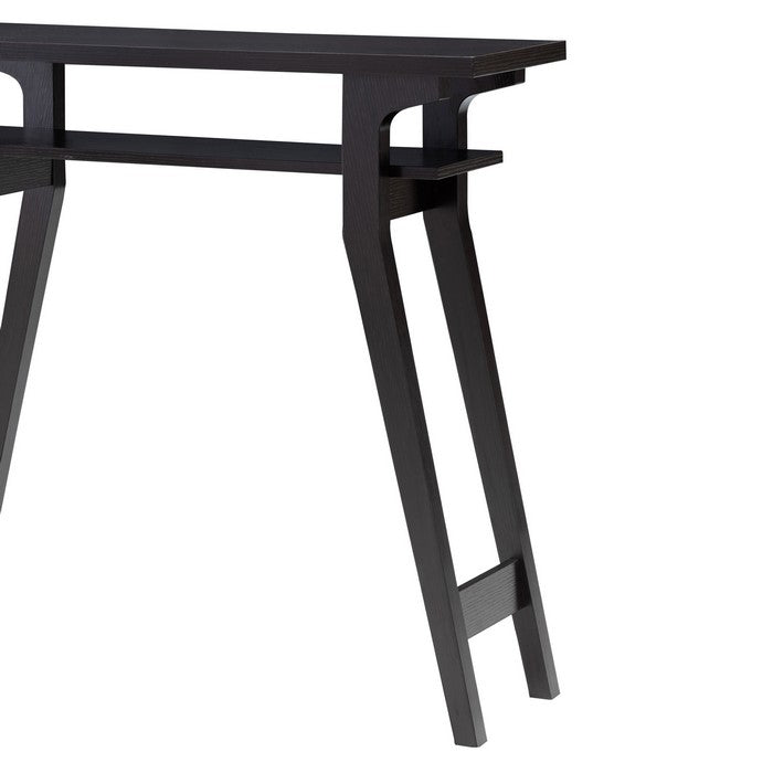 Rectangular Top Wooden Frame Console Table with 1 Open Shelf, Dark Brown