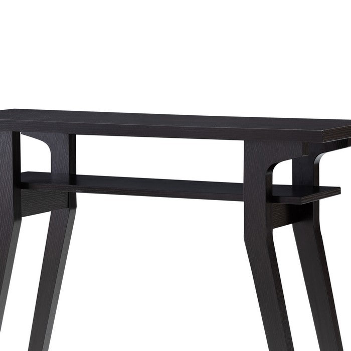 Rectangular Top Wooden Frame Console Table with 1 Open Shelf, Dark Brown