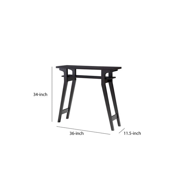 Rectangular Top Wooden Frame Console Table with 1 Open Shelf, Dark Brown