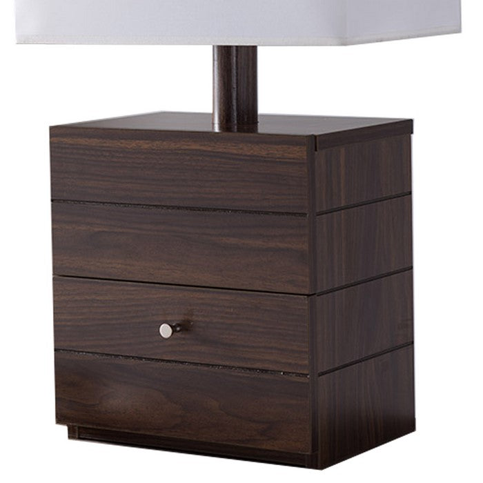 Rectangular Shade Wooden Table Lamp with 1 Drawer, Brown and White