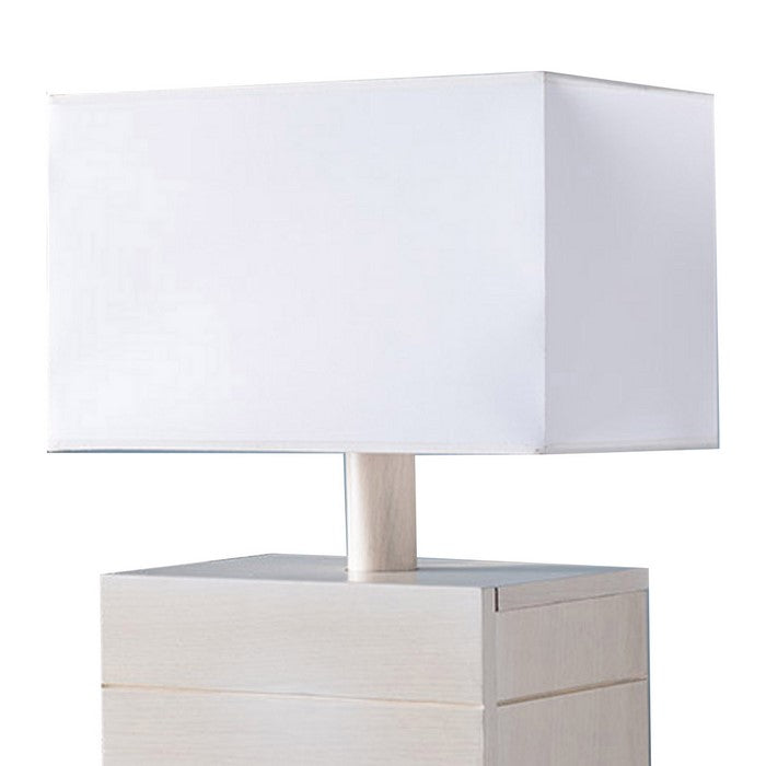 Rectangular Shade Table Lamp with 1 Drawer and Floating Plinth,Glossy White