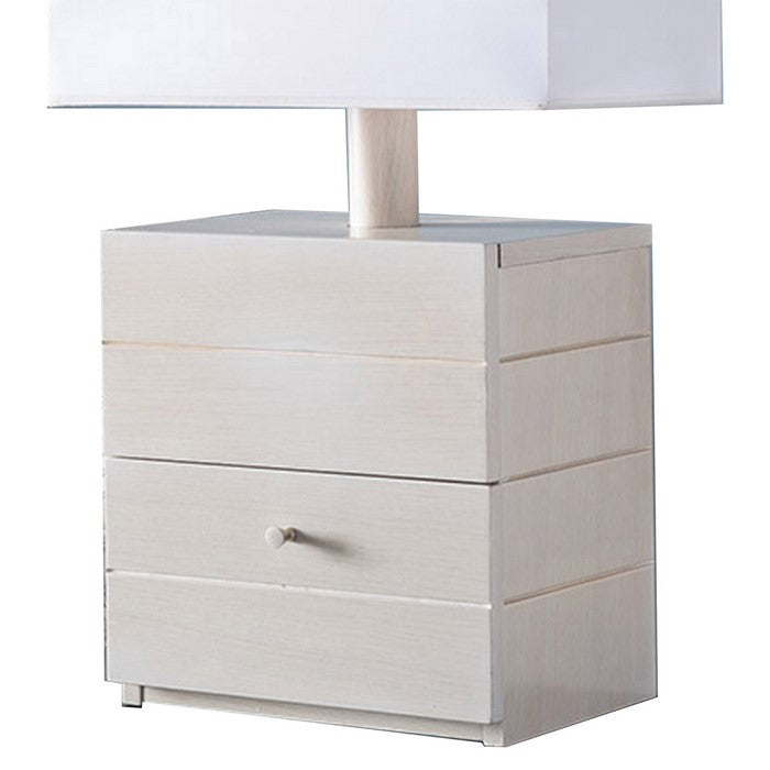 Rectangular Shade Table Lamp with 1 Drawer and Floating Plinth,Glossy White