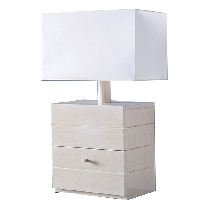 Rectangular Shade Table Lamp with 1 Drawer and Floating Plinth,Glossy White