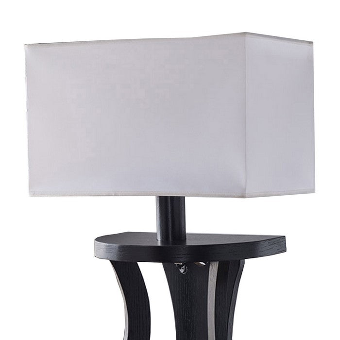 Rectangular Shade Table Lamp with Scrolled Legs, White and Black