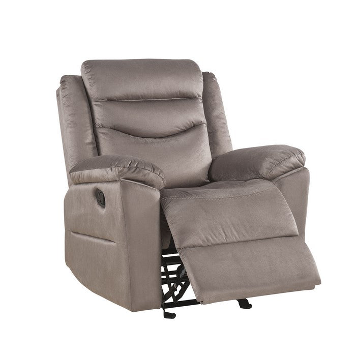 Fabric Upholstered Glider Recliner with Tufted Back Cushions, Brown